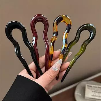 Модная геометрическая U-образная шпилька для волос, черепаховая акриловая заколка для волос, вилка, шпильки для женщин и девочек, аксессуары для волос, головной убор зелёный