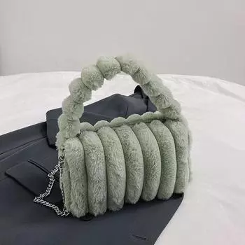 Модная градиентная плюшевая сумка, легкая, роскошная, дизайнерская, Sense Lady, новая, одно плечевая сумка, мягкая, популярная, сумка через плечо с цепочкой (20cm<Max Length<30cm)
