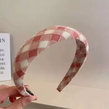 Модная губчатая клетчатая повязка на голову для женщин, девушек, корейская милая красочная широкая эластичная толстая пышная повязка для волос, головной убор, аксессуары для волос