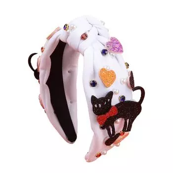 Модная Хэллоуинская повязка на голову в форме сердца для женщин и девочек, хрустальная жемчужная повязка на голову, праздничная вечеринка, тыква, дьявольская повязка на голову, головной убор