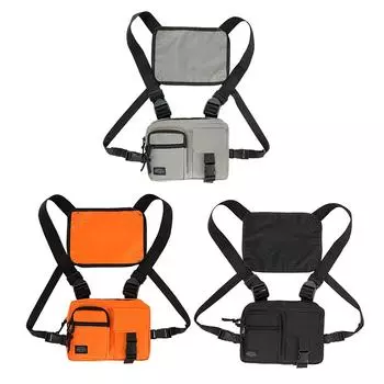 Модная хип-хоп сумка на грудь функциональная унисекс ткань Оксфорд большая вместимость сумки для снаряжения оранжевый