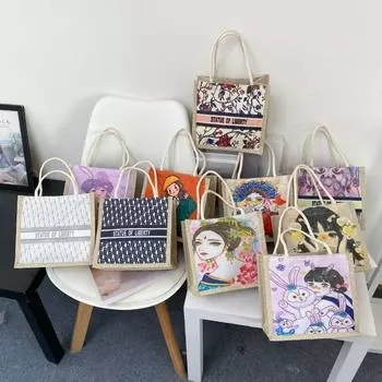 Модная хлопковая и льняная маленькая сумка для закусок класса, портативная сумка для покупок, интернет-знаменитость, ретро женская сумка