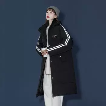 Модная хлопковая куртка свободного кроя средней длины, зимняя верхняя одежда в гонконгском стиле M чёрный