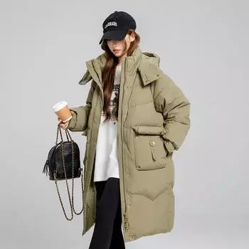 Модная хлопковая одежда для женщин, длинная зимняя простая однотонная универсальная зимняя одежда, утолщенная хлопковая одежда, теплая зимняя одежда S