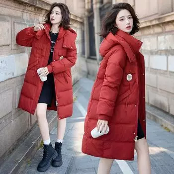 Модная хлопковая одежда с капюшоном, женская зимняя корейская версия, универсальная теплая куртка с капюшоном M чёрный