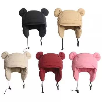 Модная хлопковая шапка-бомбер, теплая зимняя шапка-ушанка для женщин (черный)