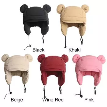 Модная хлопковая шапка-бомбер, теплая зимняя шапка-ушанка для женщин (хаки)