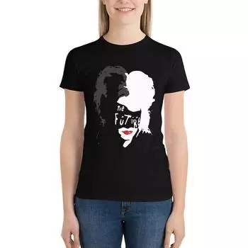 Модная хлопковая женская футболка с круглым вырезом и мультяшным принтом M чёрный