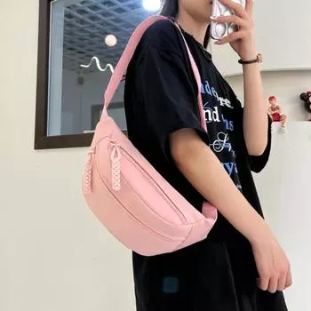 Модная холщовая нагрудная сумка для женщин, повседневная простая сумка-мессенджер, новая студенческая сумка для мальчиков, маленькая сумка, универсальная поясная сумка 30*10*16cm чёрный