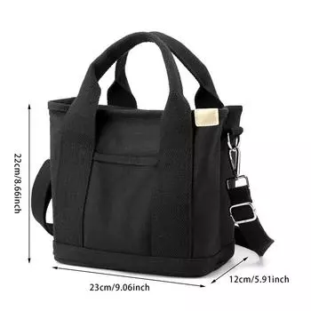 Модная холщовая сумка большой емкости для ежедневных поездок на работу, ручная многоцелевая сумка через плечо для женщин, леди, женская One Size чёрный