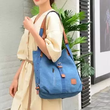 Модная холщовая сумка через плечо, женский рюкзак, новая многофункциональная сумка через плечо для отдыха на открытом воздухе, портативная сумка темно-коричневого