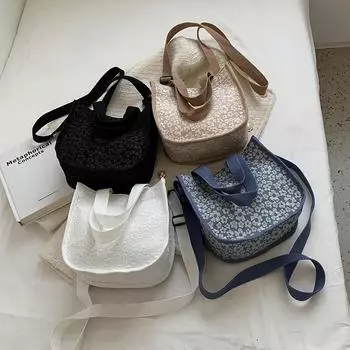 Модная холщовая сумка-мессенджер для женщин, японская, универсальная, через плечо, сумка Tide белый