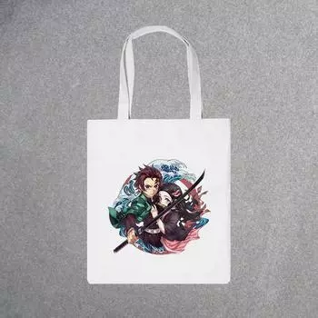 Модная холщовая сумка японского аниме «Demon Slayer», гот, Harajuku, топ, панк, большая вместительная женская сумка, винтажная сумка на плечо 24*26cm