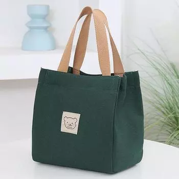 Модная холщовая сумка-сумка Bento Lunch Box Маленькая тканевая сумка для переноски серый