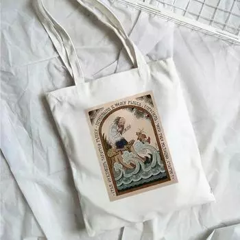 Модная холщовая сумка в стиле ретро в стиле Харадзюку, большая большая сумка, милая сумка для покупок для девочек, женская сумка для покупок, женская многоразовая большая сумка. 24*26cm