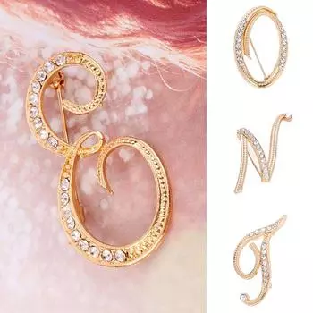 Модная хрустальная брошь с именем, булавки для лацканов, начальная буква со стразами для женщин, подарок для мужчин, ювелирные изделия