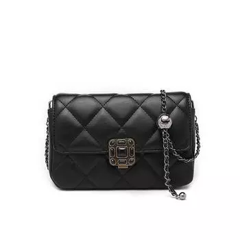 Модная и элегантная женская сумка в форме ромба, летняя простая маленькая квадратная сумка с пряжкой в виде цветка сливы, сумка на одно плечо с цепочкой чёрный