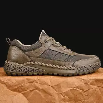 Модная и аутентичная мужская обувь. Повседневная мужская обувь ручной работы. Мужская повседневная кожаная обувь. Походная обувь. 38 чёрный