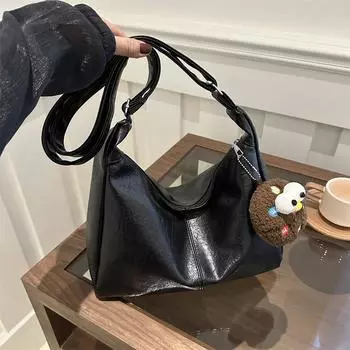 Модная и досуговая сумка для работы и поездок на работу, большая сумка, новая вместительная сумка-тоут для женщин 2024 года, новая красивая сумка через плечо Without pendant чёрный