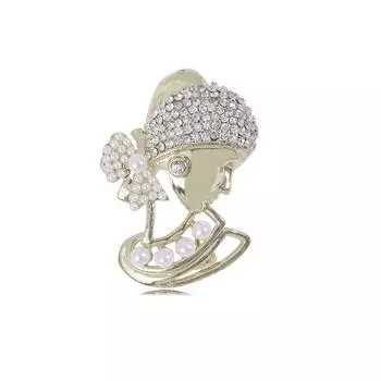 Модная и креативная брошь для девушки с жемчужными серьгами, изысканный и простой темперамент с ювелирной булавкой для воротника