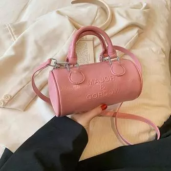 Модная и модная высококачественная цилиндрическая сумка 2023 года, милая и универсальная для девочек, портативная сумка Boston, сумка через плечо на одно плечо для женщин