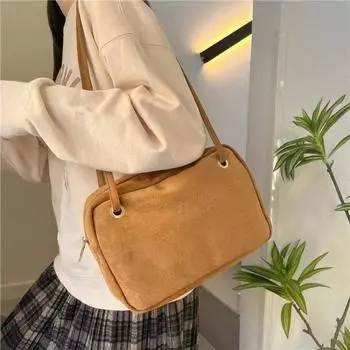 Модная и модная женская сумка 2024 года, новинка корейского стиля, осенне-зимняя бархатная нишевая сумка из оленьей кожи, универсальная маленькая сумка через плечо на одно плечо