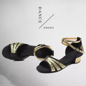 Модная и мягкая обувь для латинских танцев, качественная обувь для супер танго для милых девочек, каблук 3,5 см 30 чёрный