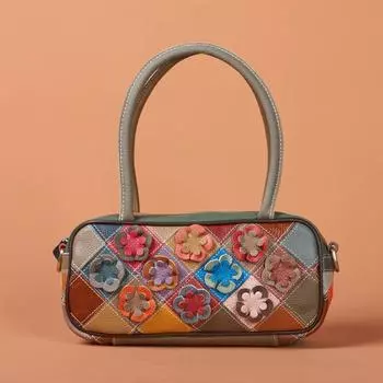 Модная и нишевая дизайнерская женская сумка из коровьей кожи с цветочным узором, маленькая сумка на одно плечо разноцветный