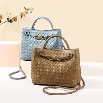 Модная и нишевая женская сумка с бантом, металлическая, сплетенная вручную, и повседневная, вместительная сумка через плечо на одно плечо