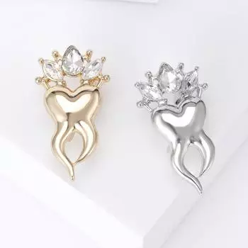 Модная и популярная креативная брошь в виде короны и зубов со стразами, персонализированные аксессуары для одежды, универсальная простая булавка