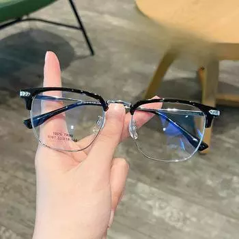 Модная и повседневная красивая многоугольная мужская оправа для бровей с половиной оправы, оправа для очков, модная многоугольная большая оправа для очков