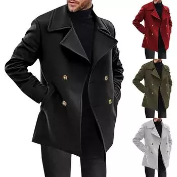 Модная и повседневная куртка с лацканами с длинными рукавами и атмосферными пуговицами L