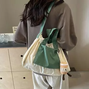 Модная и повседневная однотонная нейлоновая сумка для пельменей, новая простая и универсальная сумка для хранения со складками