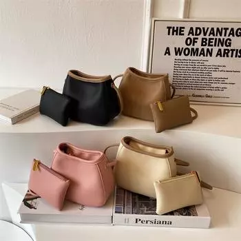 Модная и повседневная женская сумка-мессенджер Tide French Niche High-End Texture Bag Bucket Bag розовый