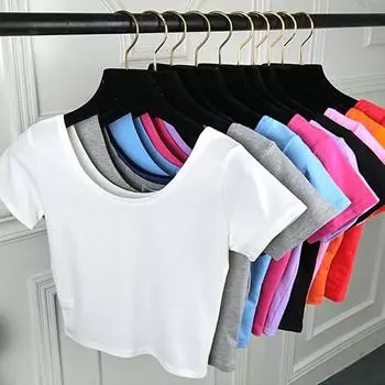 Модная и простая бестселлерная футболка с U-образным вырезом, однотонная женская сексуальная футболка с короткими рукавами для девочек L вино красного