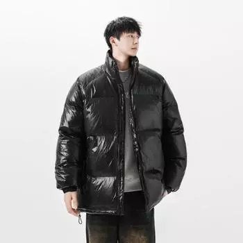 Модная и простая мужская свободная утолщенная куртка-стойка с воротником-стойкой, белая куртка на утином пуху M