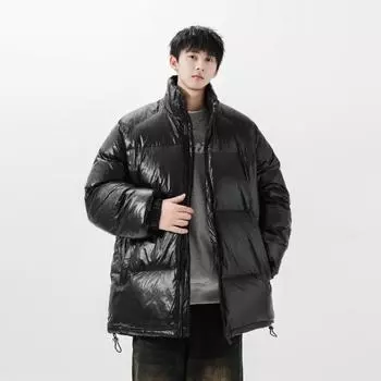 Модная и простая мужская свободная утолщенная куртка-стойка с воротником-стойкой, белая куртка на утином пуху M