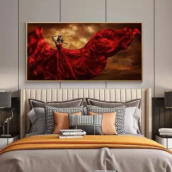 Модная и сексуальная женская красная юбка, картина маслом на холсте, постеры и принты, скандинавская настенная картина для гостиной 20x40cm no frame