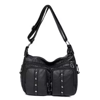 Модная и стильная сумка для мамы, легкая, простая в стирке, европейская и американская ретро-маленькая квадратная сумка, мягкая кожаная женская сумка для свекрови