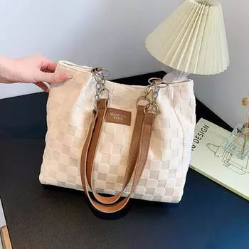 Модная и стильная женская сумка через плечо, холщовая сумка, женская вместительная, простая студенческая сумка для поездок на работу белый