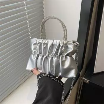 Модная и свежая маленькая женская сумка 2024 года, весна, новая модная плиссированная маленькая квадратная сумка конфетного цвета, сумка-мессенджер через плечо в иностранном стиле белый