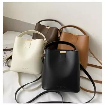 Модная и свежая женская популярная ручная сумка-ведро через плечо чёрный