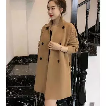 Модная и теплая шерстяная накидка для женщин, идеально подходит для осени и зимы. L чёрный