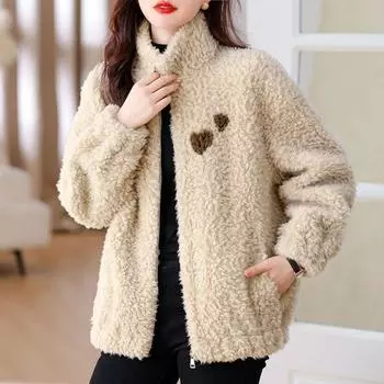 Модная и теплая зимняя куртка свободного кроя из овчины для женщин S