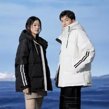 Модная и трендовая однотонная универсальная белая куртка-пуховик с капюшоном для мужчин и женщин, молодежная повседневная теплая куртка M