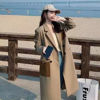 Модная и удобная черная куртка свободного кроя в академическом стиле для женщин S хаки