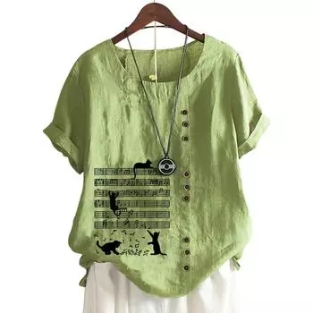 Модная и удобная женская хлопковая футболка с забавным принтом S зелёный