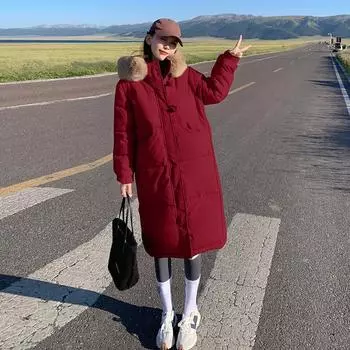 Модная и удобная женская хлопковая парка больших размеров с меховым капюшоном M фиолетовый