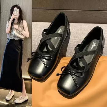 Модная и удобная женская летняя верхняя одежда Туфли Мэри Джейн с бантом на плоской подошве с квадратным носком 35 серебряный