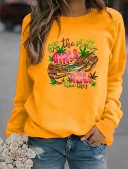 Модная и удобная женская толстовка с круглым вырезом этой зимой с множеством модных узоров S